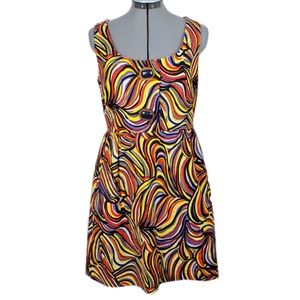 LAST CHANCE Milly multicolor swirl fit flare retro dress pockets 10